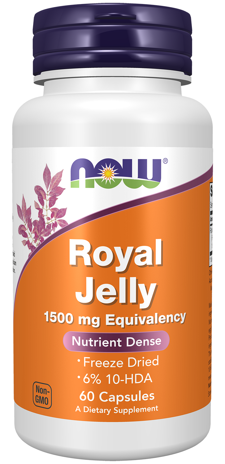 NOW Supplements, Royal Jelly 1500 mg with 10-HDA (Hydroxy-D-Decenoic Acid), 60 Veg Capsules
