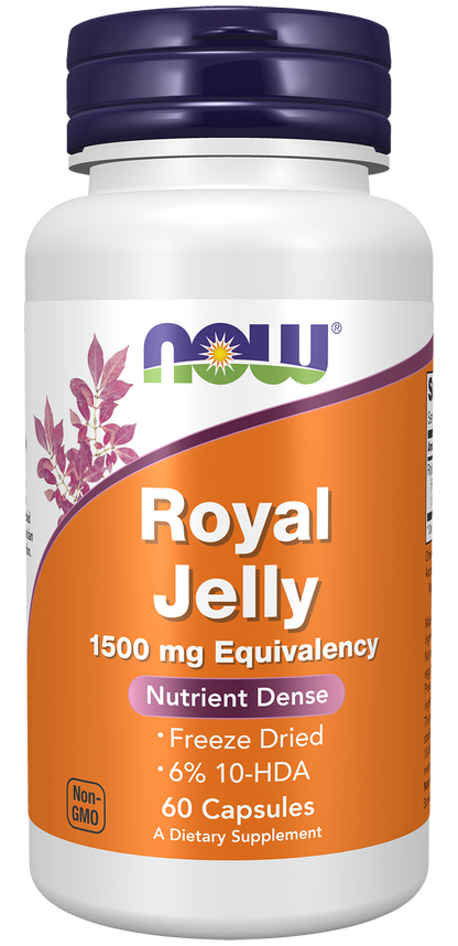 NOW Supplements, Royal Jelly 1500 mg with 10-HDA (Hydroxy-D-Decenoic Acid), 60 Veg Capsules