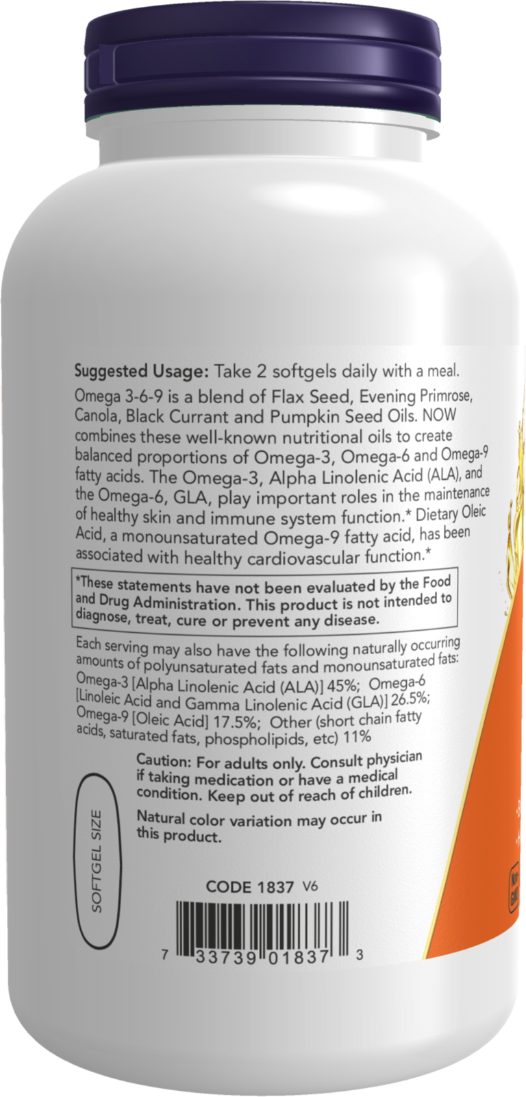 NOW Supplements, Omega 3-6-9 1000 mg, 250 Softgels