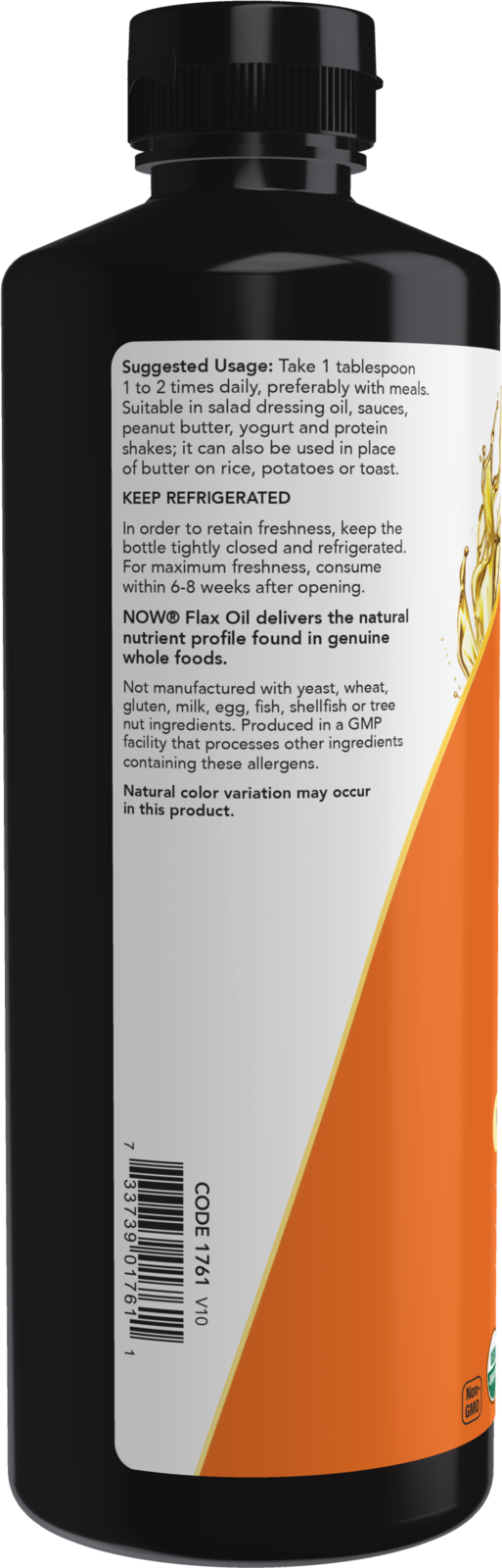 NOW Supplements, Organic Flax Seed Oil Liquid, Unrefined, 24 fl. oz