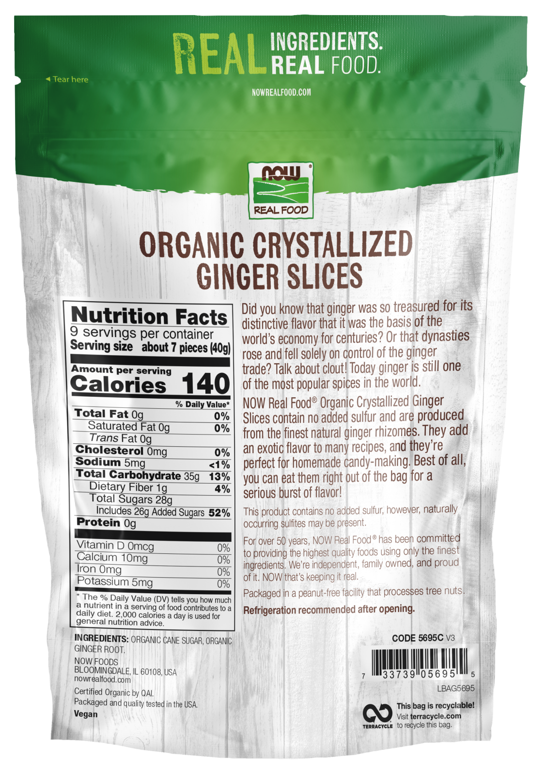 NOW Foods, Organic Crystallized Ginger Slices, No Preservatives, 12 oz