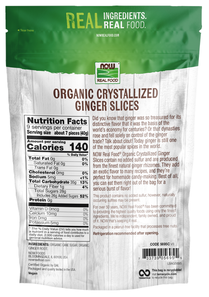 NOW Foods, Organic Crystallized Ginger Slices, No Preservatives, 12 oz