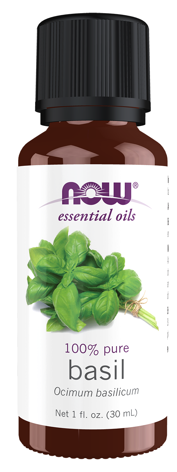 NOW Essential Oils, Sweet Basil Oil, Undiluted, Steam Distilled, 1 fl. oz