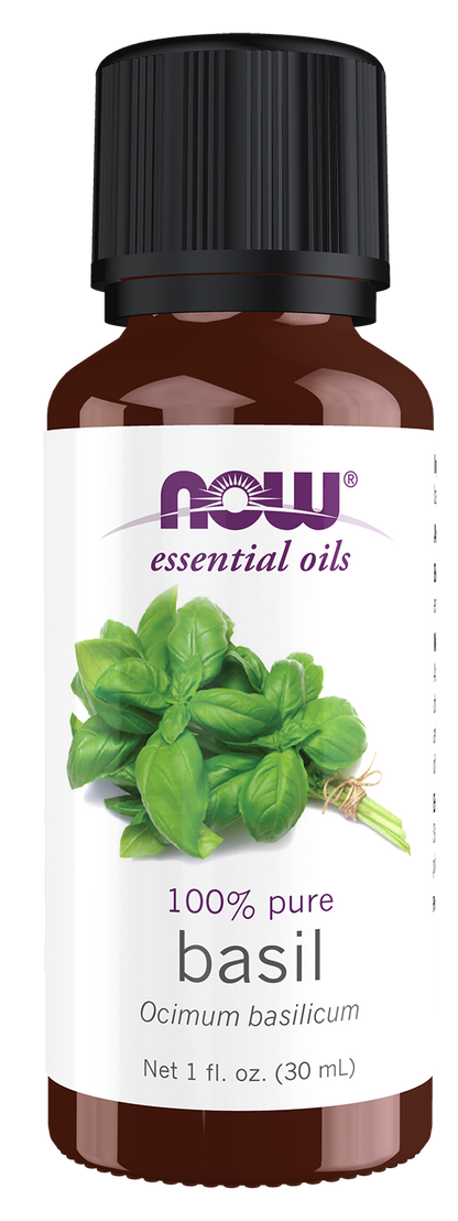 NOW Essential Oils, Sweet Basil Oil, Undiluted, Steam Distilled, 1 fl. oz