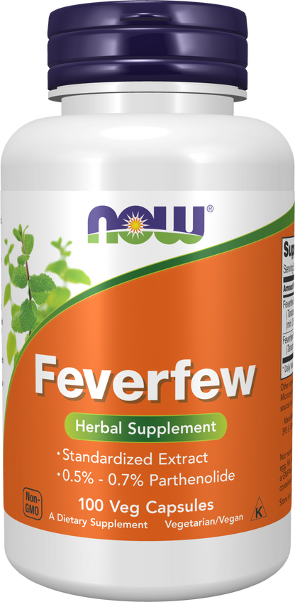 NOW Supplements, Feverfew with 0.5% - 0.7% Parthenolide, 100 Veg Caps