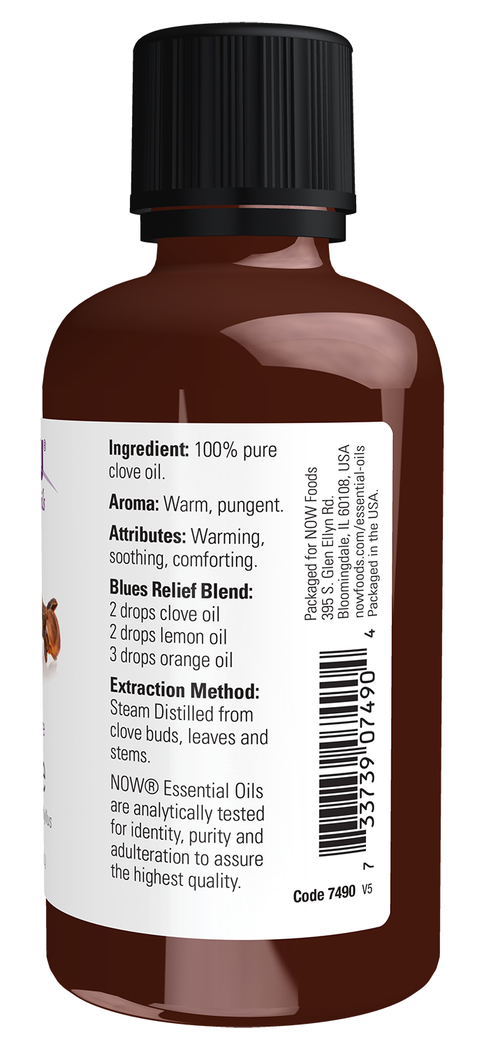 NOW Essential Oils, Clove Oil, Undiluted, Steam Distilled, 2 fl. oz