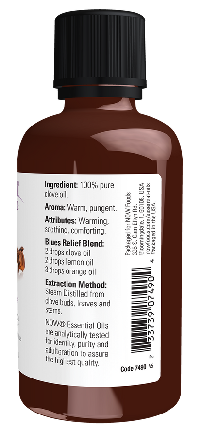 NOW Essential Oils, Clove Oil, Undiluted, Steam Distilled, 2 fl. oz