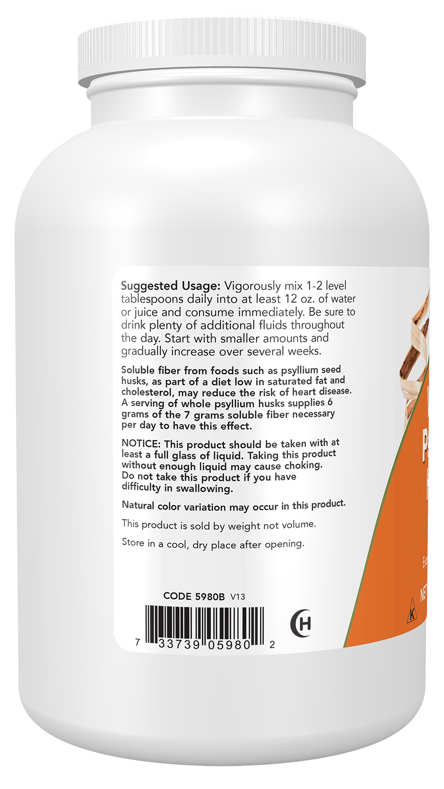 NOW Supplements, Whole Psyllium Husks, Soluble Fiber, 12 oz