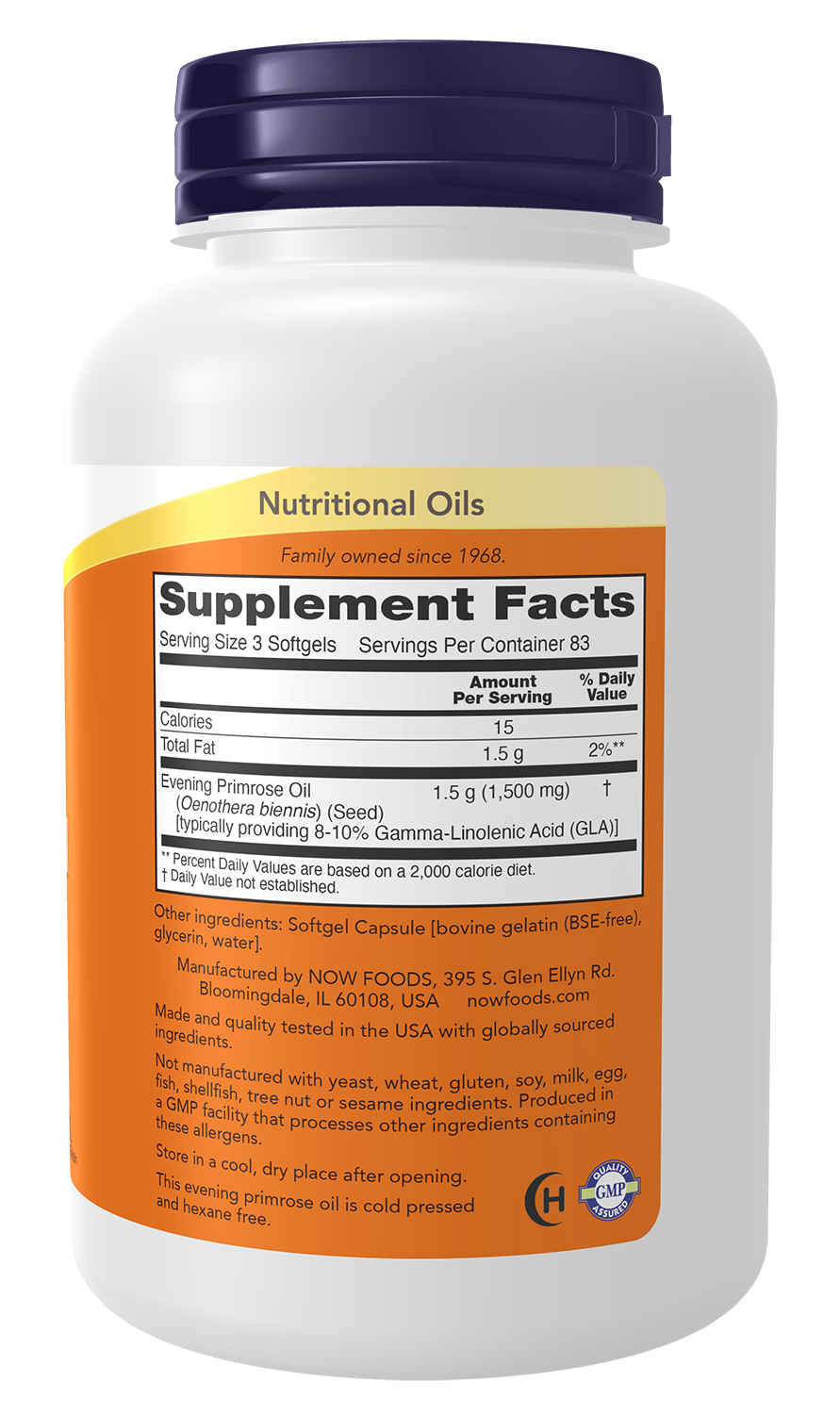 NOW Supplements, Evening Primrose Oil 500 mg with GLA, 250 Softgels