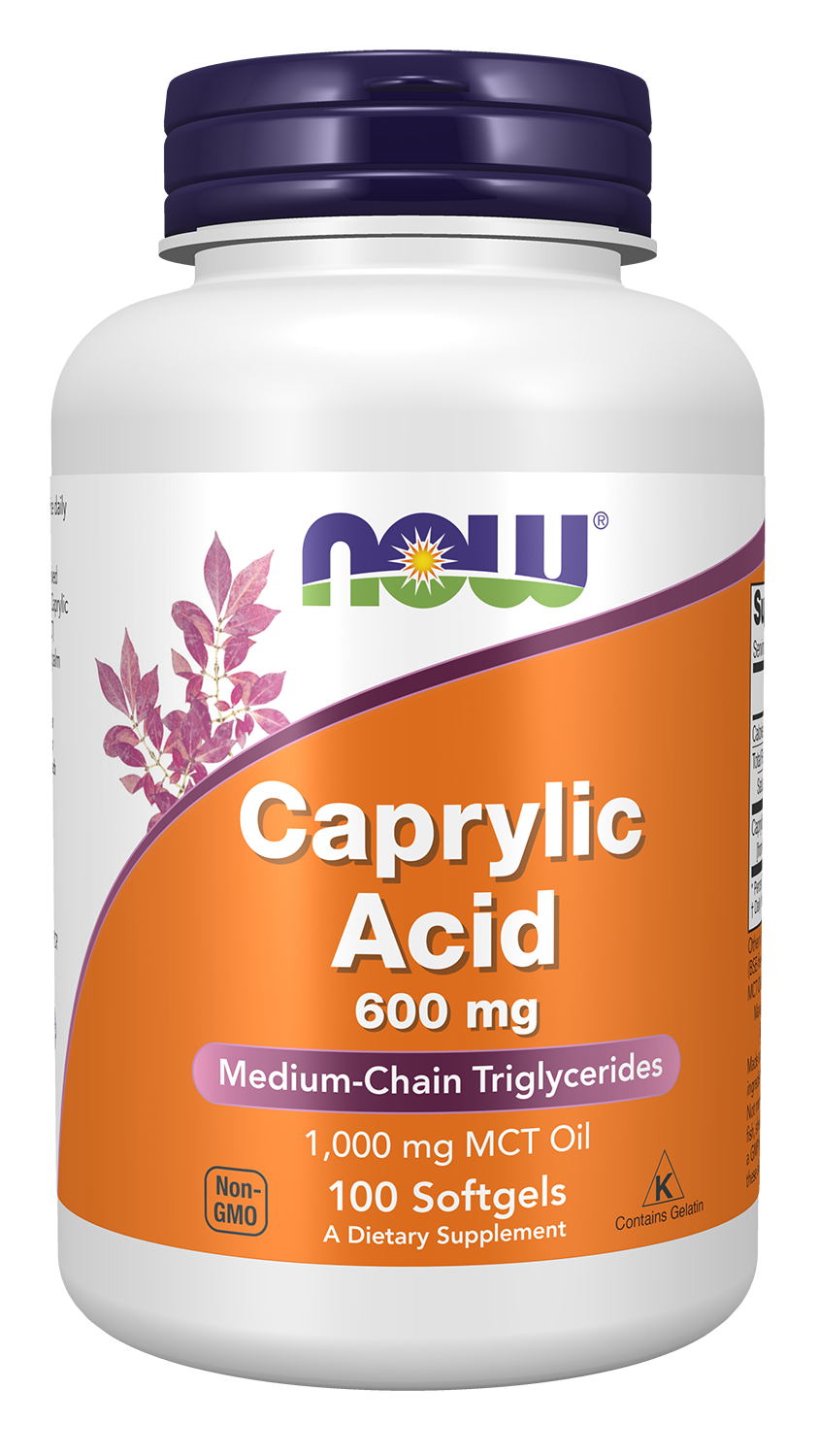 NOW Supplements, Caprylic Acid  600 mg, MCT, 100 Softgels