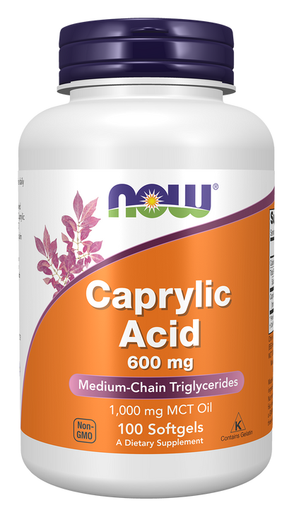 NOW Supplements, Caprylic Acid  600 mg, MCT, 100 Softgels