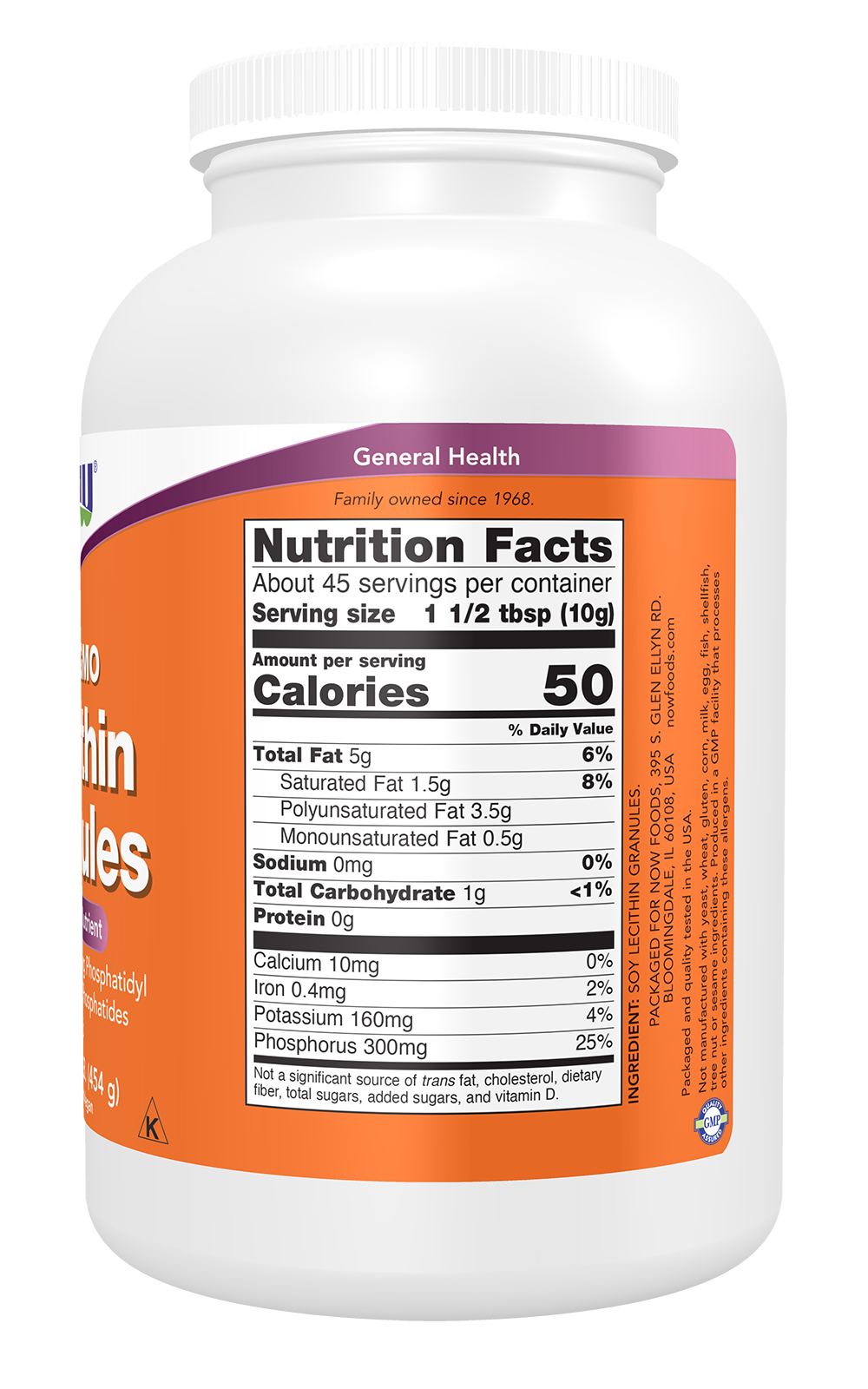 NOW Supplements, Lecithin Granules, Phosphatidyl Choline, 1-lb