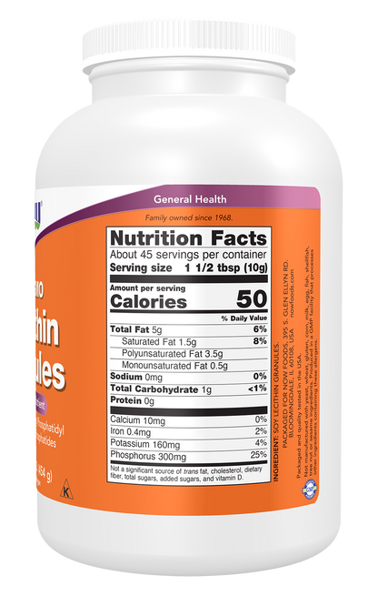 NOW Supplements, Lecithin Granules, Phosphatidyl Choline, 1-lb
