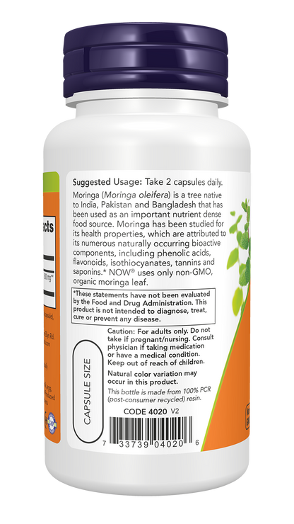 NOW Supplements, Moringa Leaf, Free Radical Protection*, 90 Veg Caps