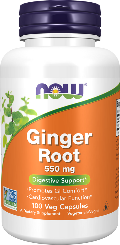 NOW Supplements, Ginger Root 550 mg, Digestive Support*, 100 Veg Caps