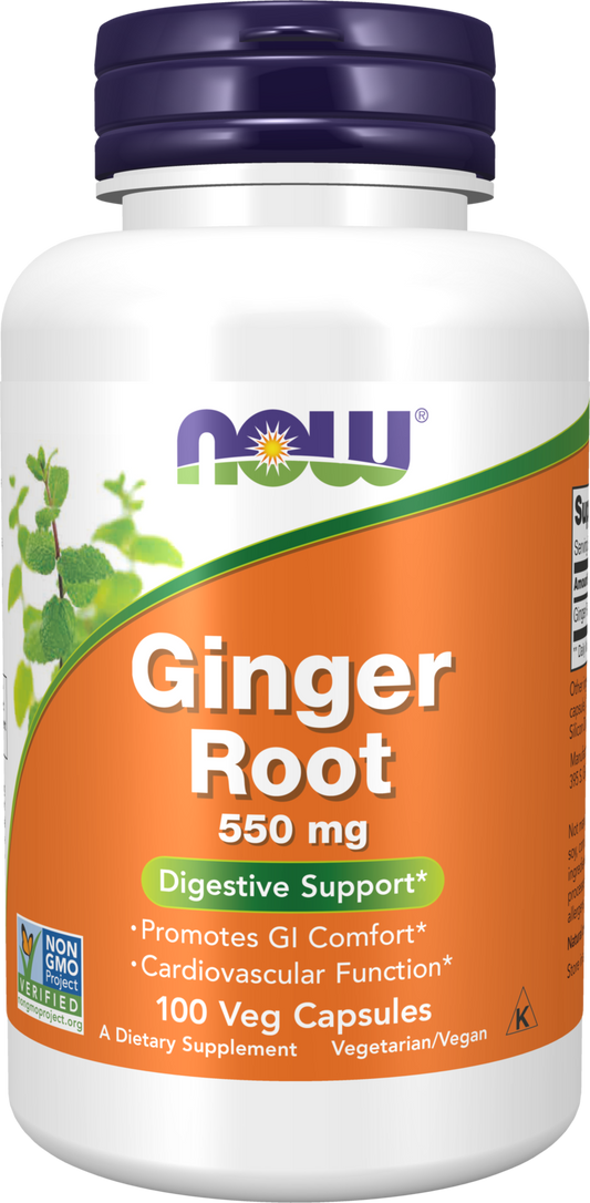 NOW Supplements, Ginger Root 550 mg, Digestive Support*, 100 Veg Caps