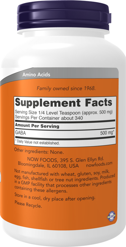 NOW Supplements, GABA Powder, Cognitive Support*, 6 oz