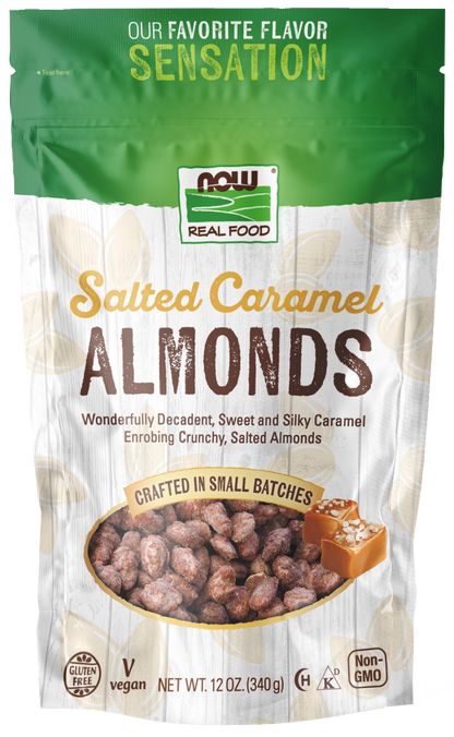 NOW Foods, Salted Caramel Almonds, Dry Roasted, 12 oz