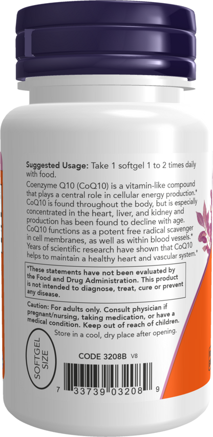 NOW Supplements, CoQ10 100 mg, Pharmaceutical Grade, 50 Softgels