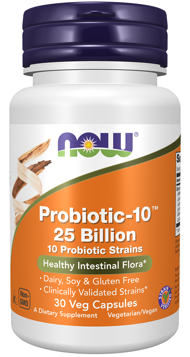 NOW Supplements, Probiotic-10™, 25 Billion, with 10 Strains, 30 Veg Caps