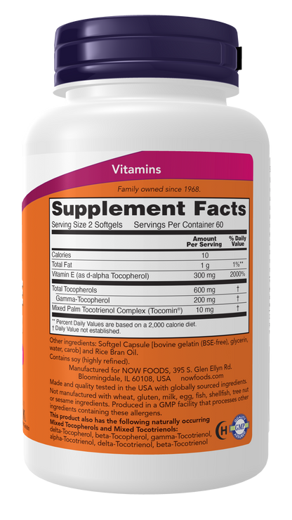 NOW Supplements, Advanced Gamma E Complex, Mixed Tocopherols, 120 Softgels