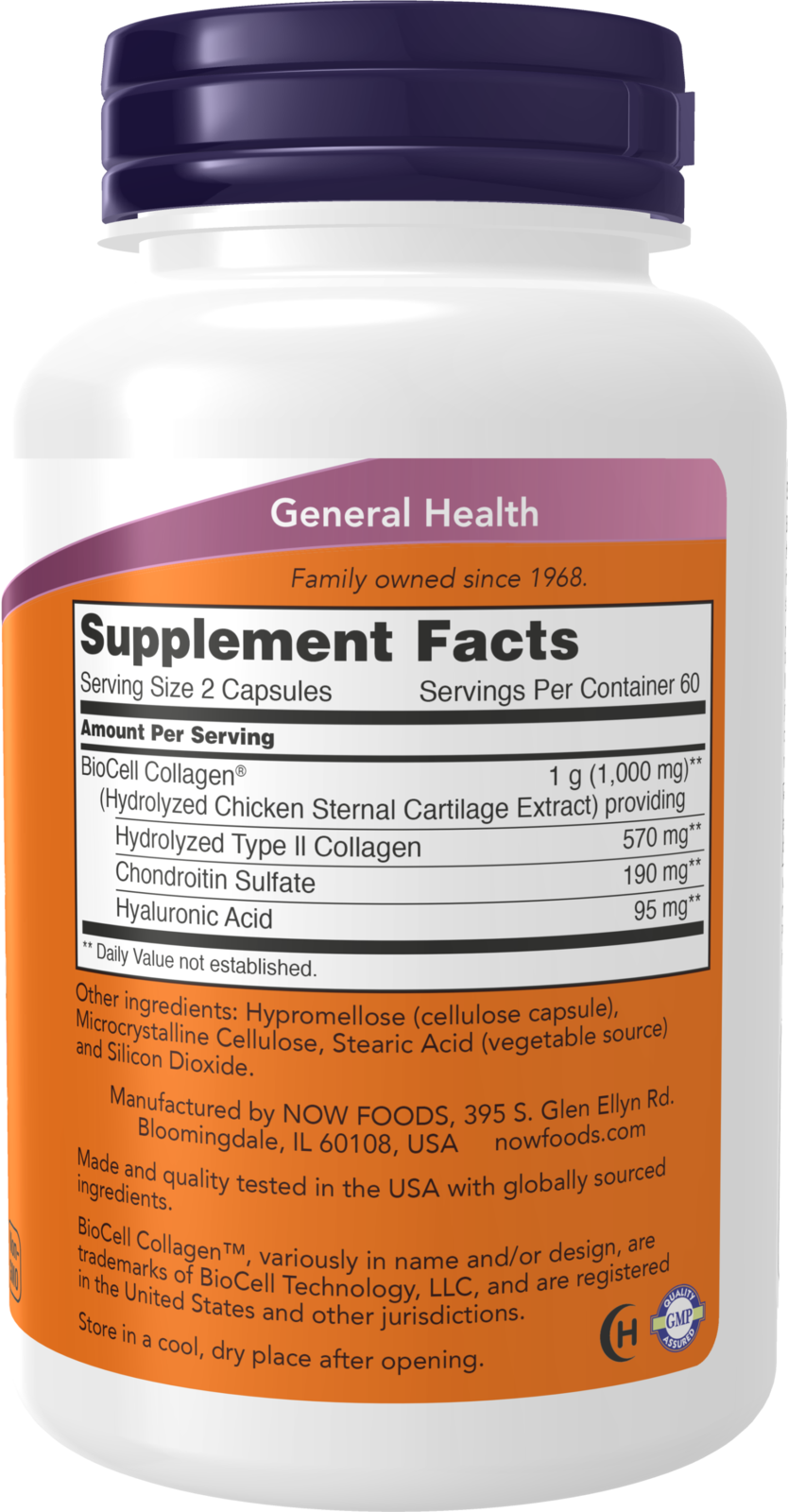 NOW Supplements, BioCell Collagen® Hydrolyzed Type II, 120 Veg Caps