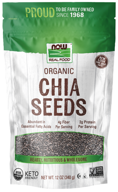 NOW Foods, Organic Black Chia Seeds, Good Source of Fiber, 12 oz