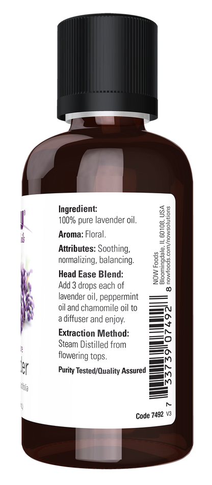 NOW Essential Oils, Lavender Oil, Steam Distilled, Undiluted, 2 fl. oz
