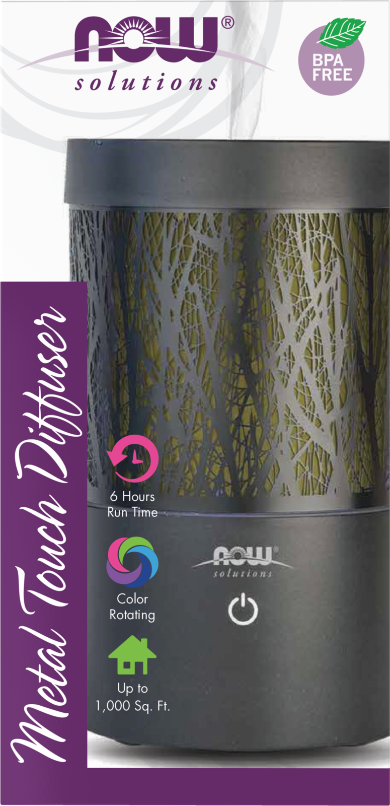 NOW Solutions, Metal Touch Ultrasonic Aromatherapy Oil Diffuser