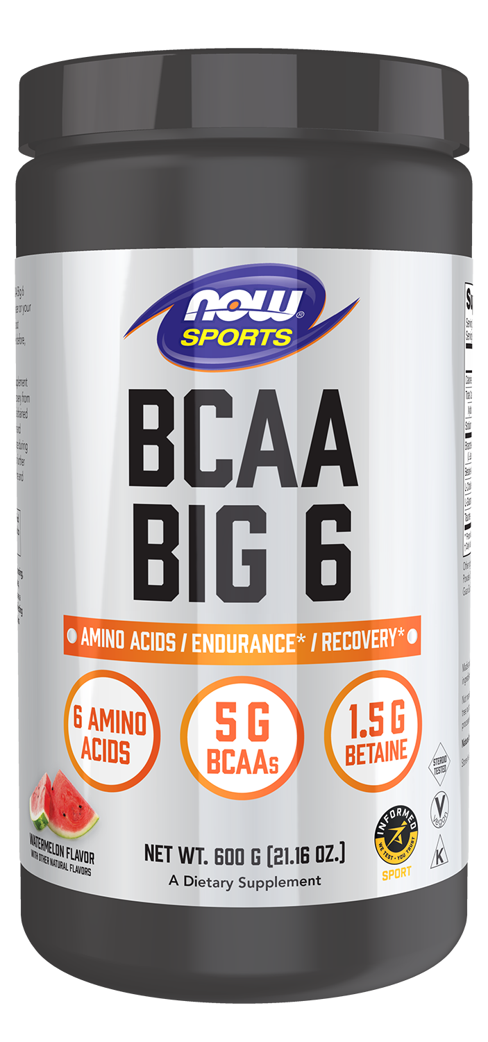NOW Sports, BCAAs Big 6, Recovery Powder *, Watermelon Flavor, 600 g