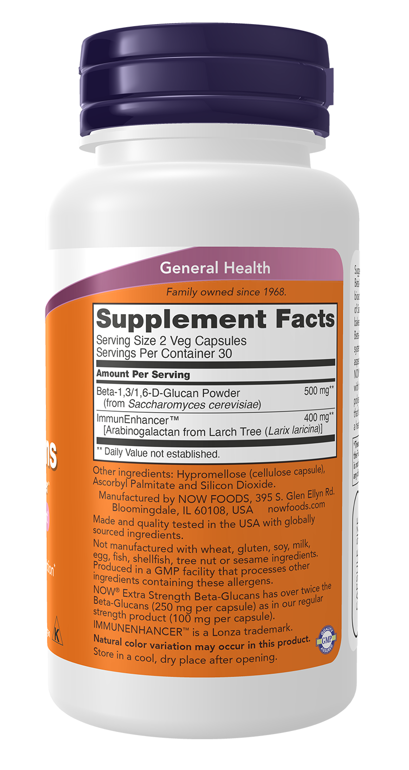 NOW Supplements, Beta-Glucans with ImmunEnhancer™, 60 Veg Caps