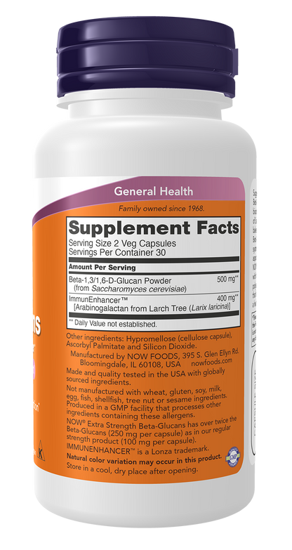 NOW Supplements, Beta-Glucans with ImmunEnhancer™, 60 Veg Caps
