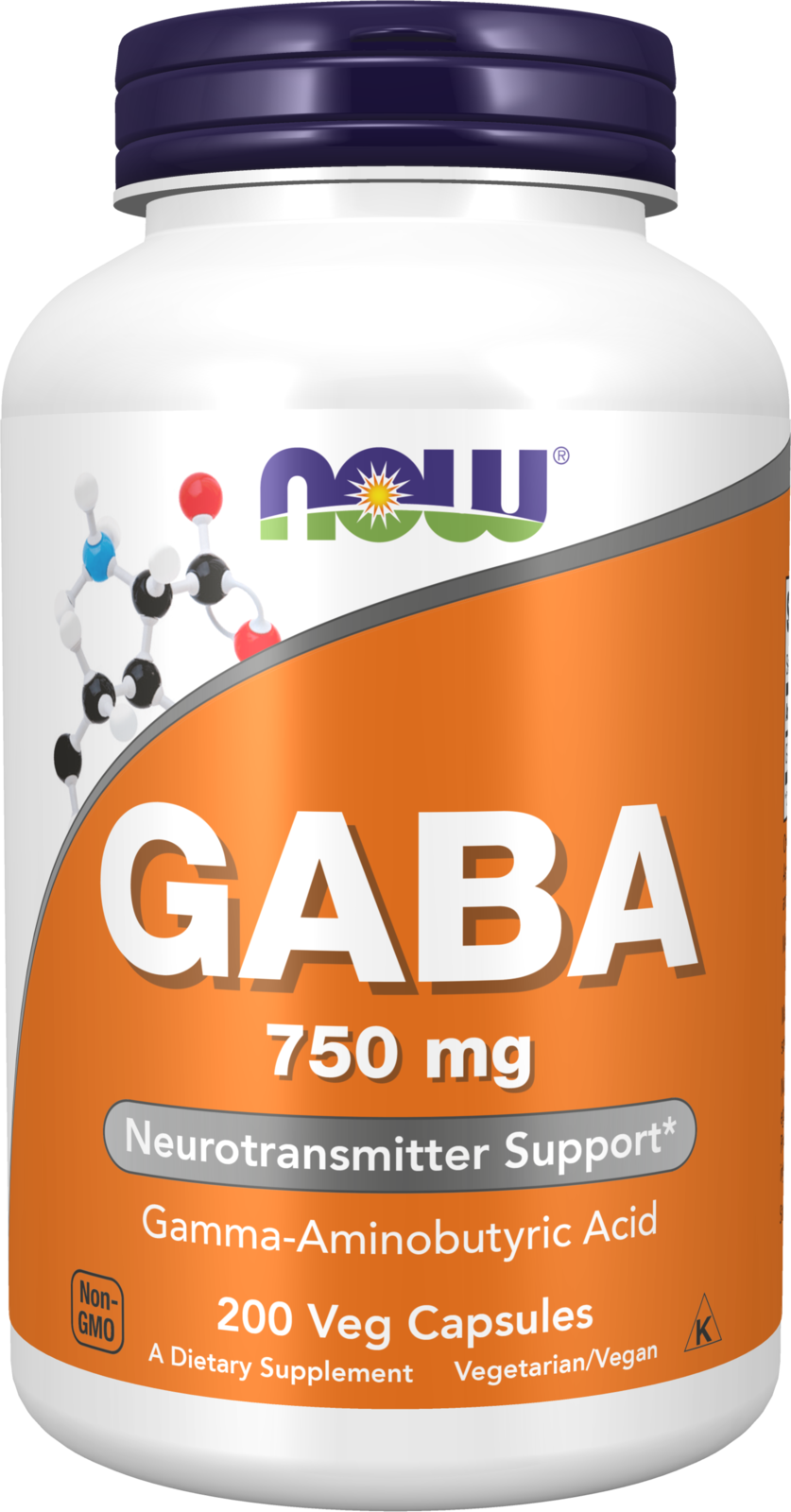 NOW Supplements, GABA 750mg, Cognitive Support*, 200 Veg Caps