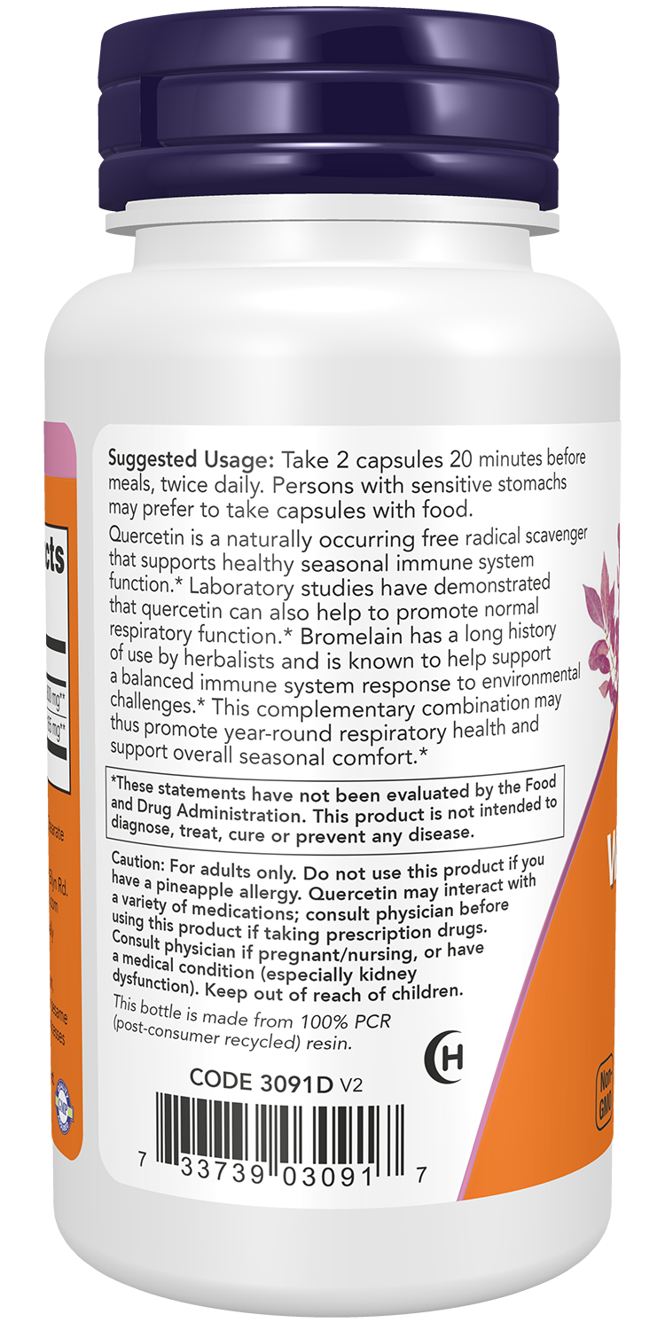 NOW Supplements, Quercetin with Bromelain, 60 Veg Caps