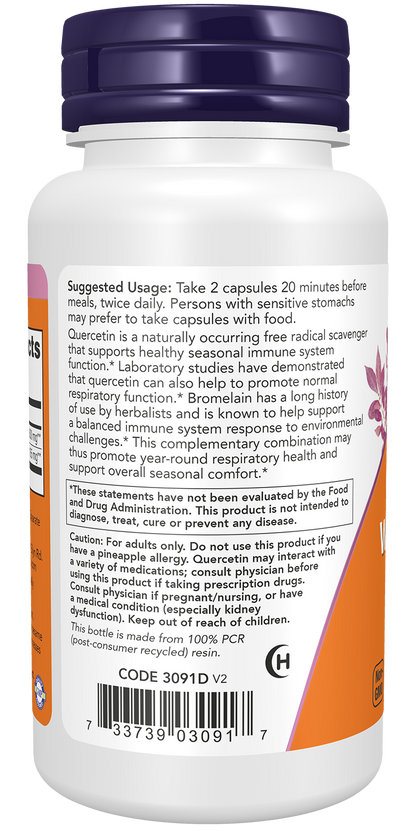 NOW Supplements, Quercetin with Bromelain, 60 Veg Caps