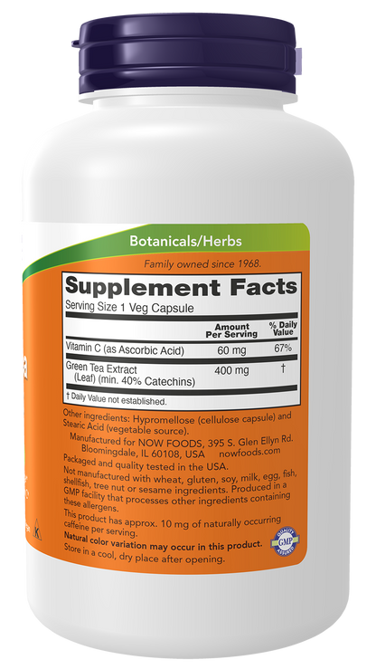 NOW Supplements, Green Tea Extract 400 mg with Vitamin C, 250 Veg Caps