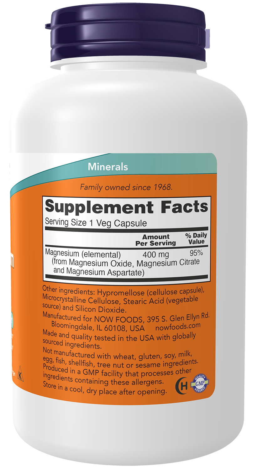 NOW Supplements, Magnesium 400 mg, Nervous System Support*, 180 Veg Caps