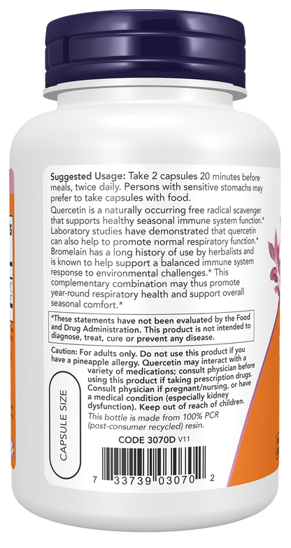 NOW Supplements, Quercetin with Bromelain, 120 Veg Caps
