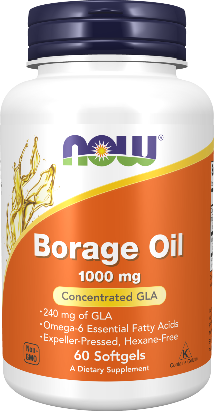 NOW Supplements, Borage Oil 1,000 mg with 240mg  GLA, 60 Softgels