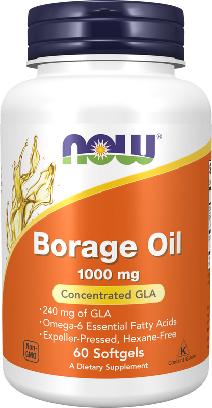 NOW Supplements, Borage Oil 1,000 mg with 240mg  GLA, 60 Softgels
