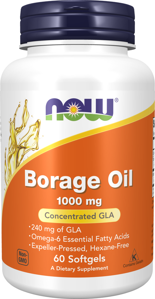 NOW Supplements, Borage Oil 1,000 mg with 240mg  GLA, 60 Softgels