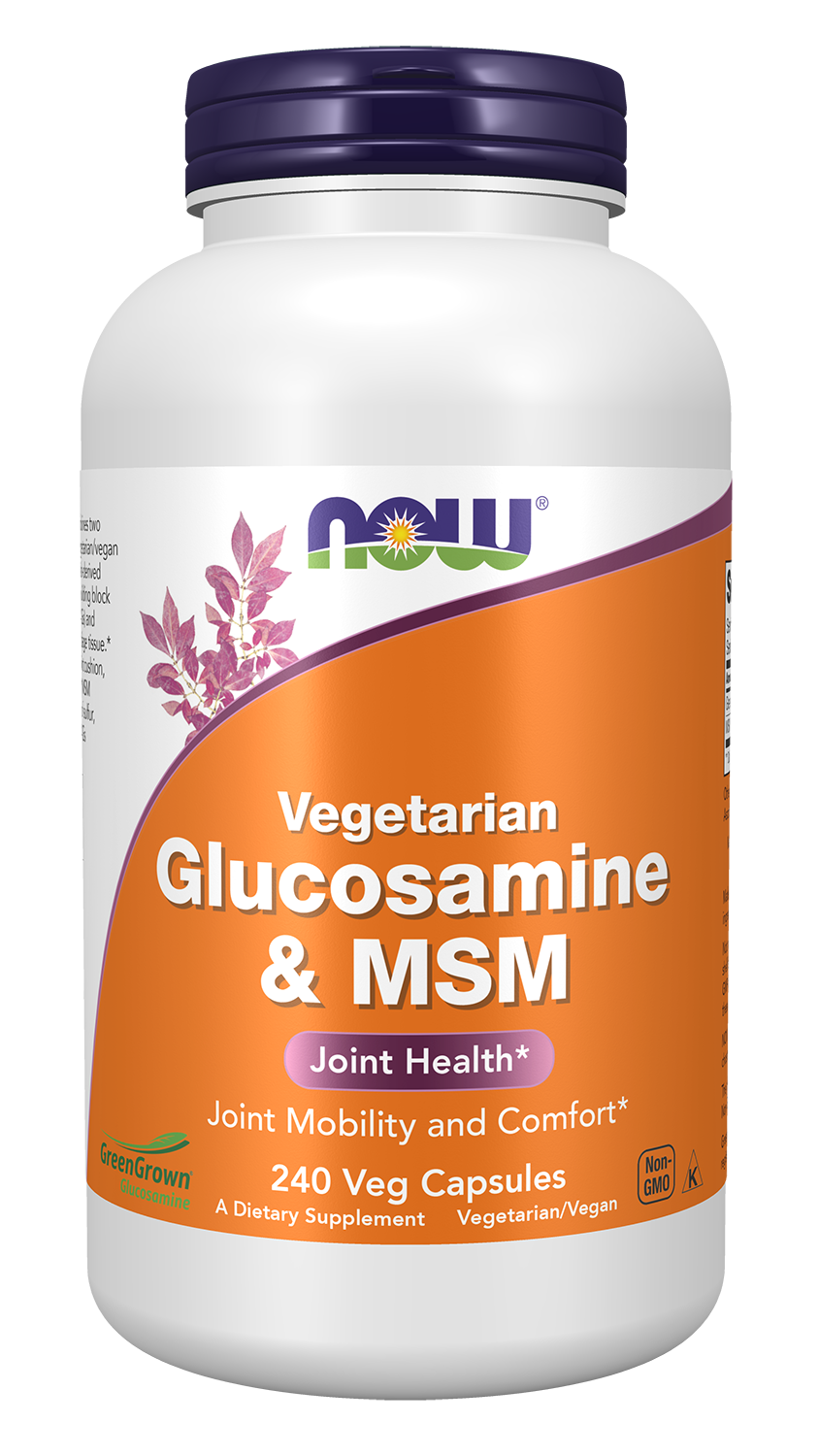 NOW Supplements, Vegetarian Glucosamine & MSM, w/ GreenGrown®, 240 Veg Caps