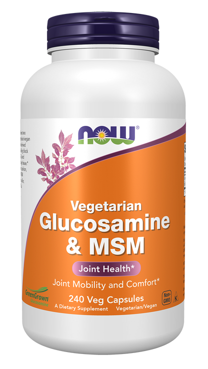 NOW Supplements, Vegetarian Glucosamine & MSM, w/ GreenGrown®, 240 Veg Caps