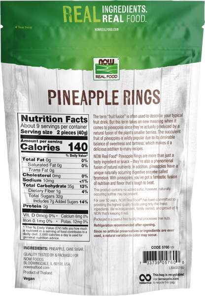 NOW Foods, Pineapple Rings, No Preservatives or Added Sulfur, 12 oz