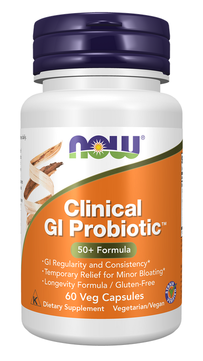 NOW Supplements, Clinical GI Probiotic™, 50+, Gluten Free, 60 Veg Caps