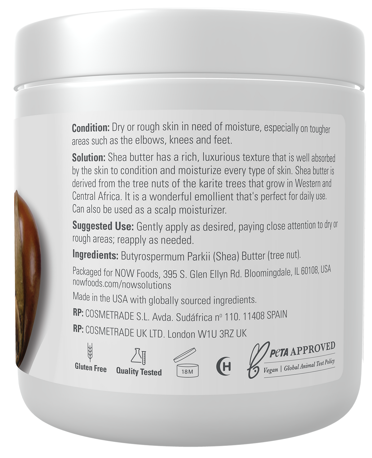 NOW Solutions, Shea Butter, Skin Emollient, Seals in Moisture, 7 oz