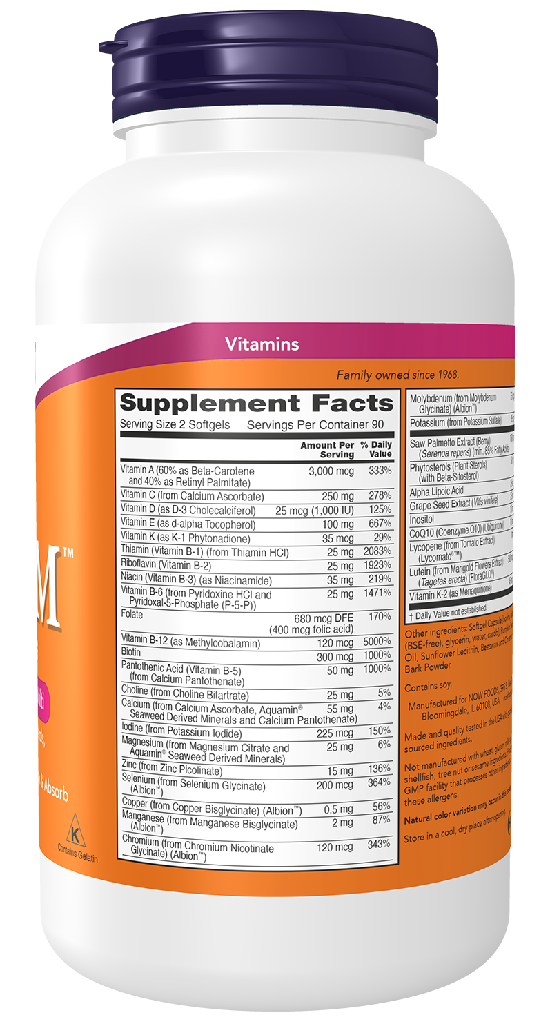 NOW Supplements, ADAM™ Men's Multivitamin, 180 Softgels
