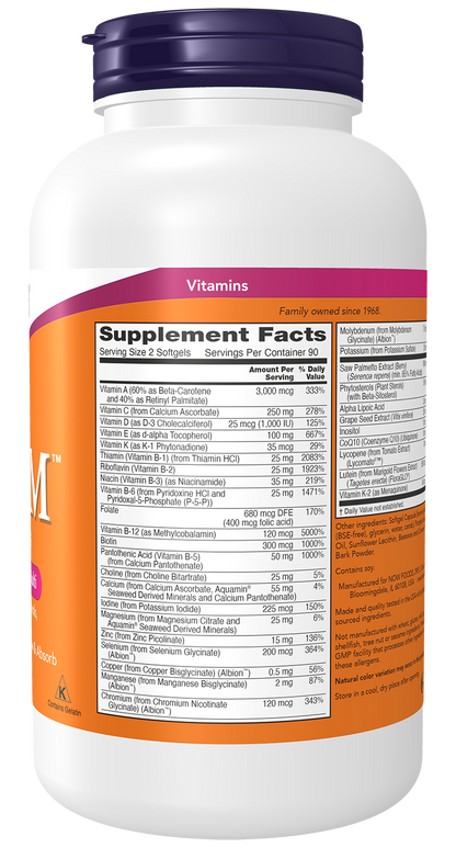 NOW Supplements, ADAM™ Men's Multivitamin, 180 Softgels