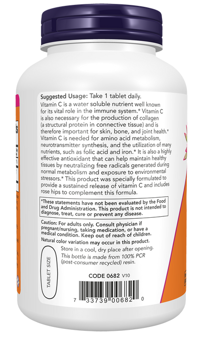 NOW Supplements, Vitamin C-1,000 w/ Rose Hips, Sustained Release, 250 Tabs