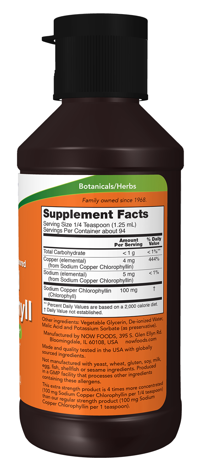 NOW Supplements, Liquid Chlorophyll, Extra Strength, Unflavored, 4 fl. Oz.